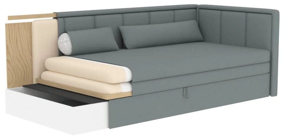 Divano grigio allungabile/con contenitore e rivestimento in ciniglia 214 cm Fulgeo – ELTAP