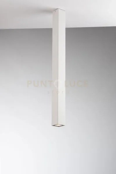 Plafoniera fluke quadrata bianca 1 luce attacco gu10 6x6x75cm