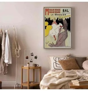 Quadro - Moulin Rouge - La Goulue In cornice di legno naturale 60x90