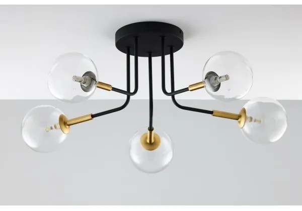 Jupiter 2040 - Lampadario a sospensione con supporto rigido BURANO 5xG9/10W/230V nero/oro/limpido