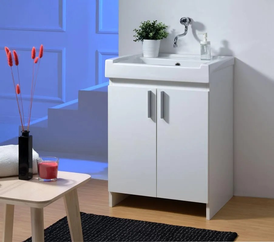 Mobile lavanderia con lavabo incluso Evo in abs bianco P 50 x L 60 x H 84 cm