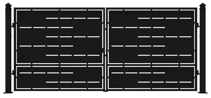 Cancello manuale con serratura elettrica Privacy in ferro, apertura centrale, L 408.5 x H 180 cm, di colore nero