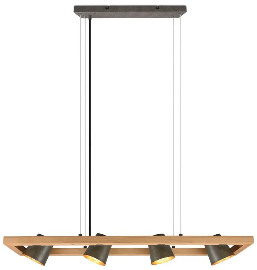 Lampadario in colore grigio-naturale Bell - Trio