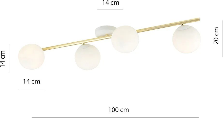 Lampada da soffitto in acciaio SPLENDI 4 Bianco e Oro 4xE14