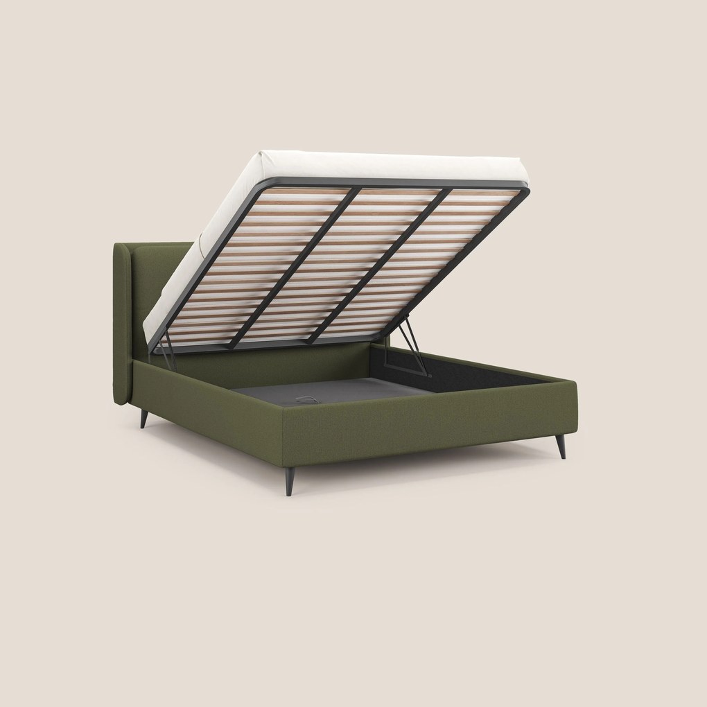 Nadine letto contenitore di design e comfort Italiano in tessuto impermeabile T19 verde