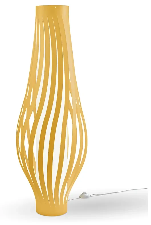 Lampada Da Terra Totem Dama Helios 1 Luce In Polilux Ocra Made In Italy