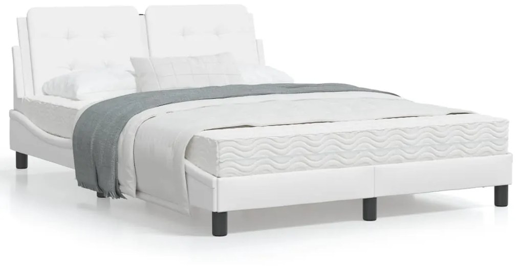 Letto con materasso bianco 140x190 cm in similpelle