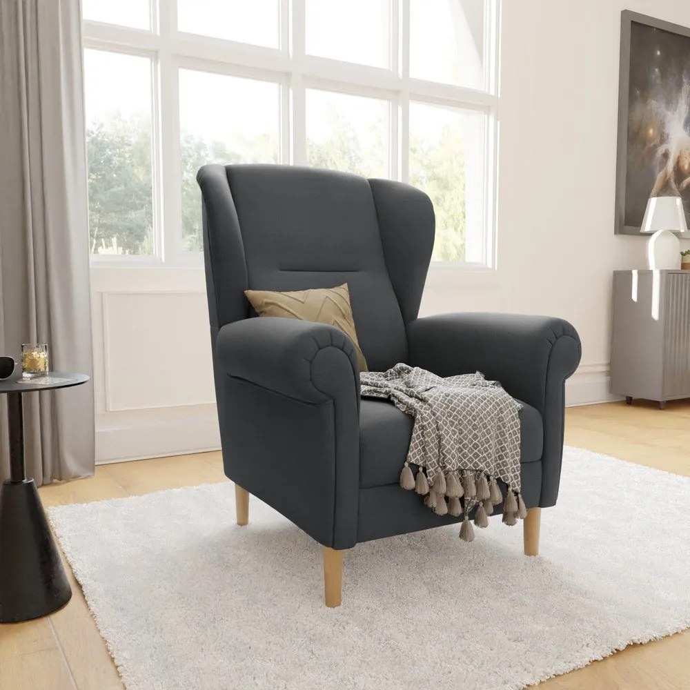 Poltrona con braccioli grigio scuro Swan – Ropez