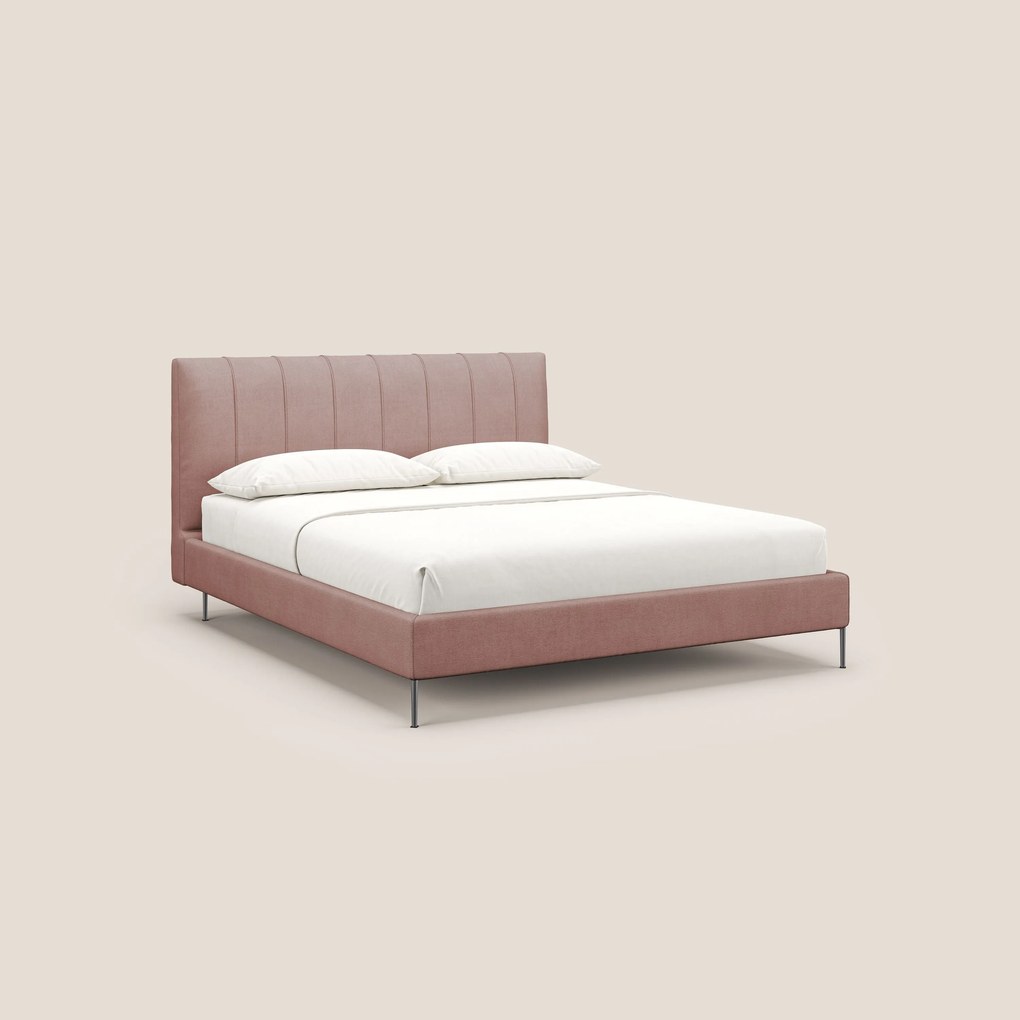Calliope letto imbottito piedini alti completamente sfoderabile in tessuto smacchiabile T17 rosa