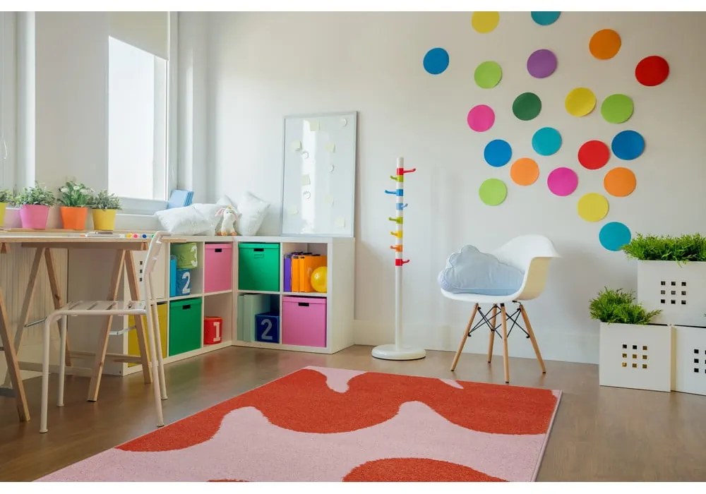 Tappeto per bambini rosso e rosa 120x170 cm Hugsy Coral – FD