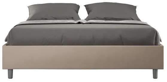 Letto matrimoniale contenitore imbottito 160x190 similpelle tortora Azelia
