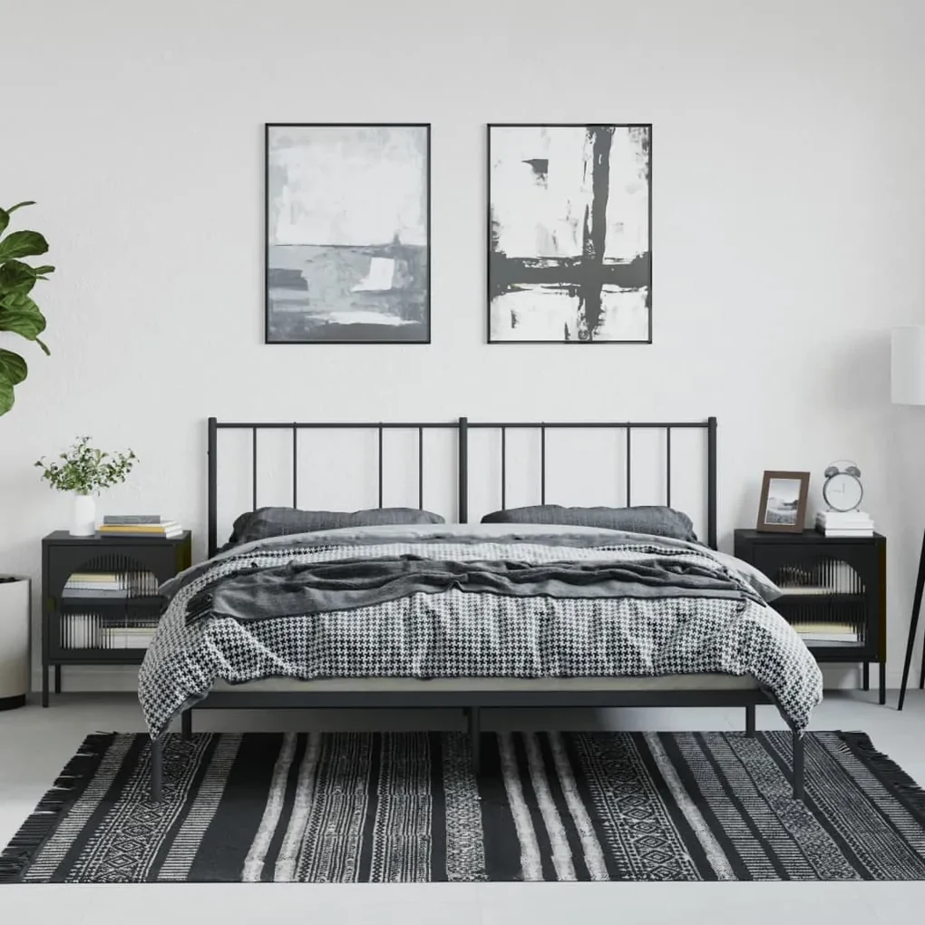 Comodini 2 pz neri 50x35x60 cm in vetro e acciaio