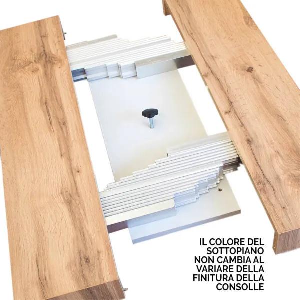 Consolle allungabile 90x40/196 cm Naxy Mix Small piano Bianco Frassino - struttura Cemento
