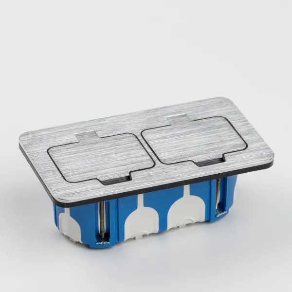 Brilagi - Presa doppia da incasso a pavimento per esterno IP55 cromo opaco rettangolare