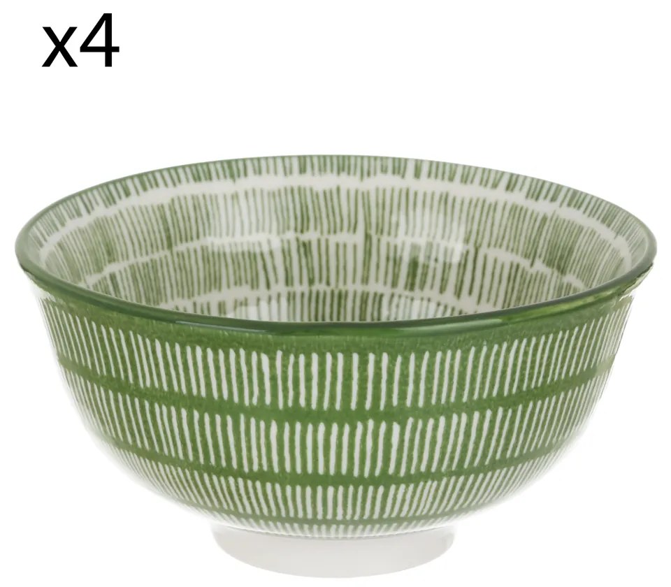 Set 4 coppette righe verde porcellana Hanami