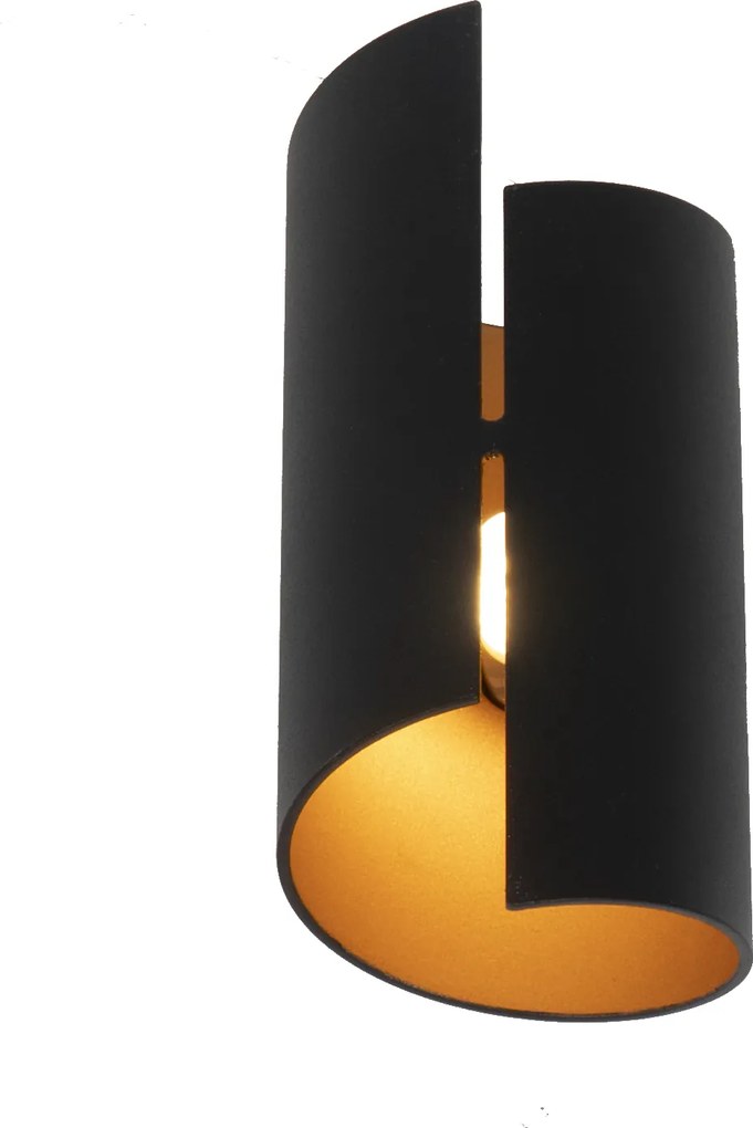 Lampada da parete Smart nera con interno oro incl. Wifi G9 - Faldo