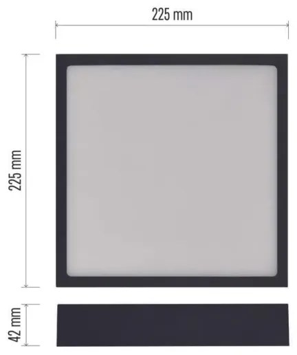 Plafoniera LED LED/21W/230V 3000/3500/4000K 22,5x22,5 cm nera