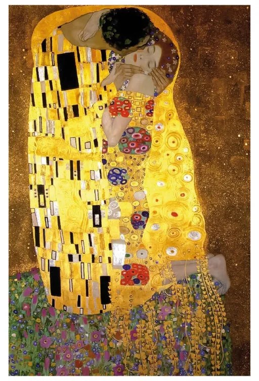 Stampa su tela Klimt Bacio, multicolore 145 x 95 cm