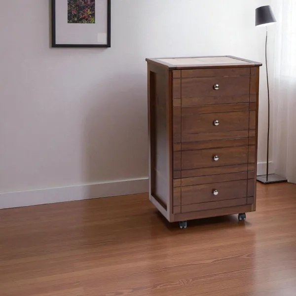 Carrello Cassettiera Giada con piano mattonelle in ceramica NOCE