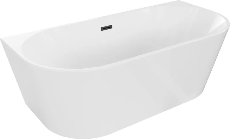 Mexen Oval vasca da bagno freestanding addossata 170 x 80 cm, bianca, troppopieno nero - 52671708000-70