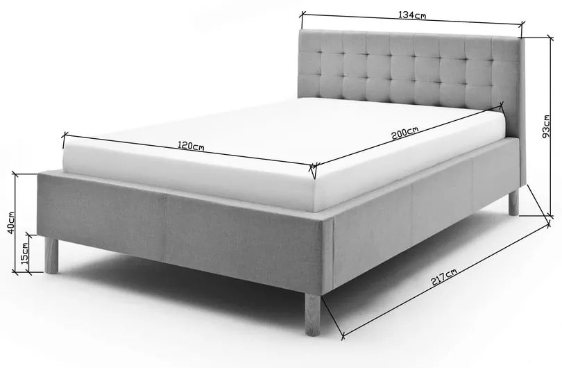 Letto singolo imbottito grigio chiaro rete non inclusa 120x200 cm Malin – Meise Möbel