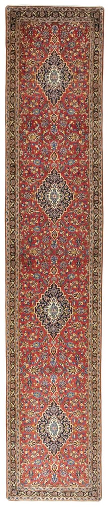 Kashan Tappeto persiano 110x540 Rosso (Iran) Annodato A Mano