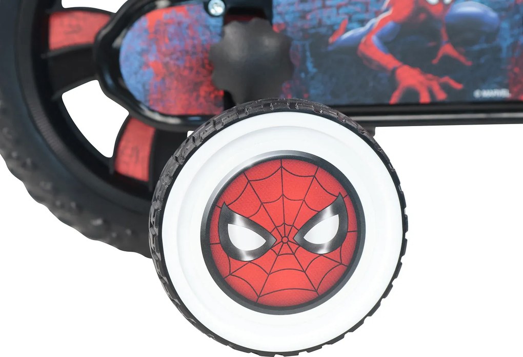 Bicicletta per Bambini 12" Marvel Spiderman Freno Caliper e Stabilizzatori in Acciaio Hi-Ten Rosso...