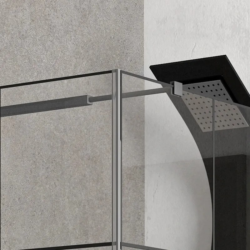 Box doccia colore nero 120x70. Porta da 70cm fisso da 120cm NICO-3500 - KAMALU