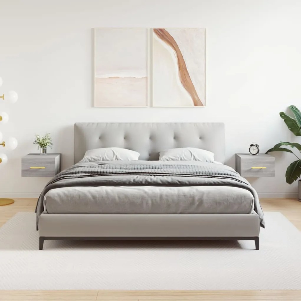 Comodini A Muro 2 Pz Grigio Sonoma 35x35x20 Cm /