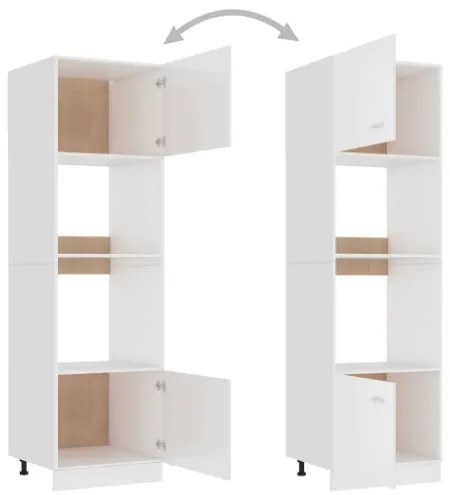 Armadio per Microonde Bianco Lucido 60x57x207 cm in Truciolato