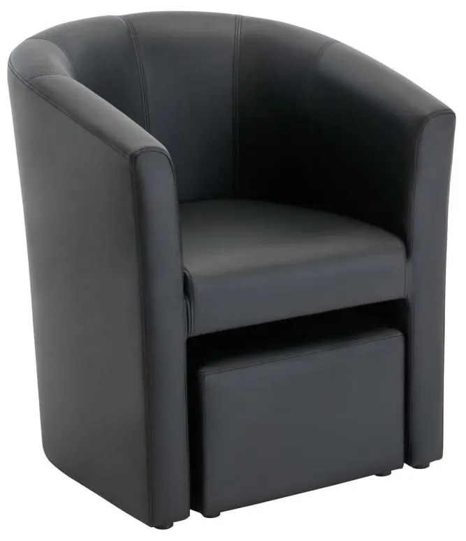 Poltrona cabriolet e pouf in Similpelle Nero - JOVANA