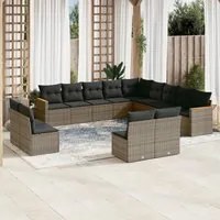 Set Divani da Giardino 13 pz con Cuscini Grigio in Polyrattancod mxl 88780