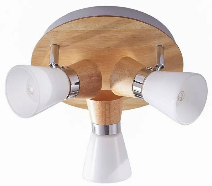 Lindby - Vivica 3 Plafoniera Round White/Light Wood/Chrome Lindby