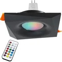 Faretto quadrato 12V incasso 65mm lampada LED 6W GU5.3 RGBW luce cromoterapia con alimentatore NERO LUCE 3000K