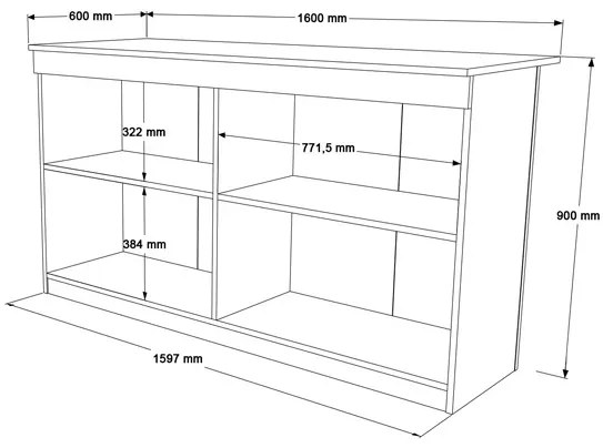 Isola Centrale Cucina 160 Cm Con Ante E Ripiani Dorian Bianca