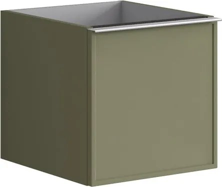 Cassettiera Pixel con 2 cassetti (1 interno) frontale Frame  laccato opaco verde salvia e maniglia alluminio brillante L.40 H.40 P.45,5 cm.
