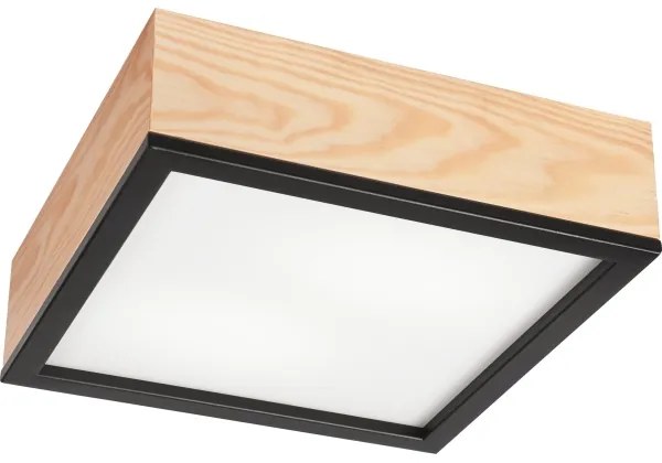 Plafoniera NATURAL SQUARE 2xE27/15W/230V 31x31 cm pino/nero
