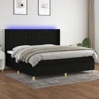 Letto a Molle Materasso e LED Nero 200x200cm in Tessuto 3139223