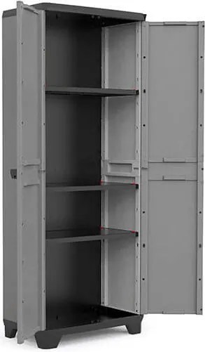 Armadio da Esterno 3 Ripiani 68x39x173H cm in Plastica Keter Stilo Alto Grigio...