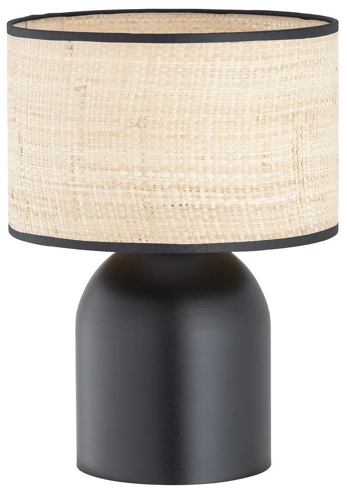 Lampada Da Tavolo Nordica Enlil 1 Luce In Acciaio E Rattan