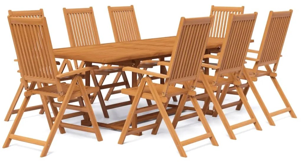 Set mobili da pranzo per giardino 9 pz legno massello di acacia
