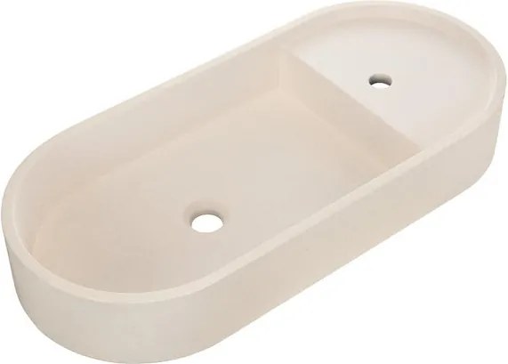 Lavabo da appoggio ALBA HOMESIGHT ovale in calcestruzzo L 80 x H 12 x P 36.8 cm beige piletta non inclusa