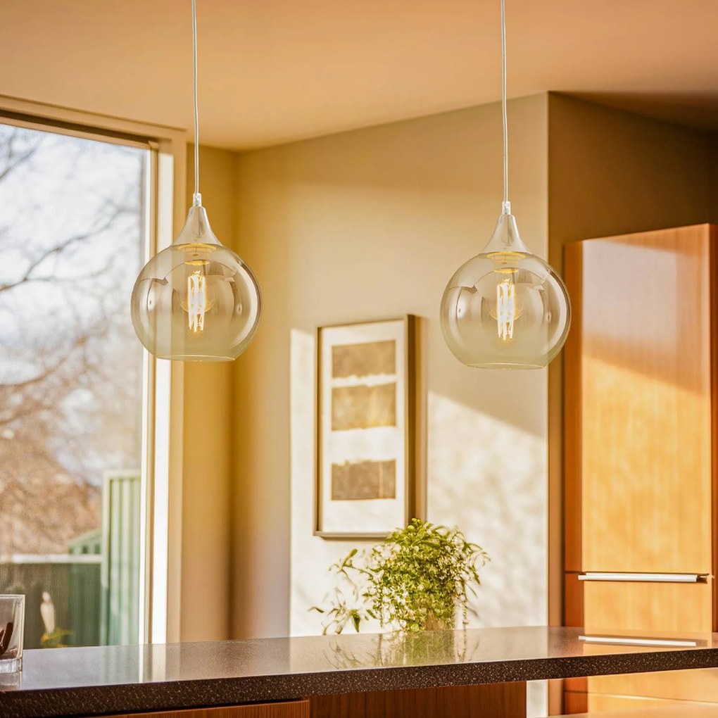 Eko-Light Lampada a sospensione Monte in vetro, 1 luce, argento
