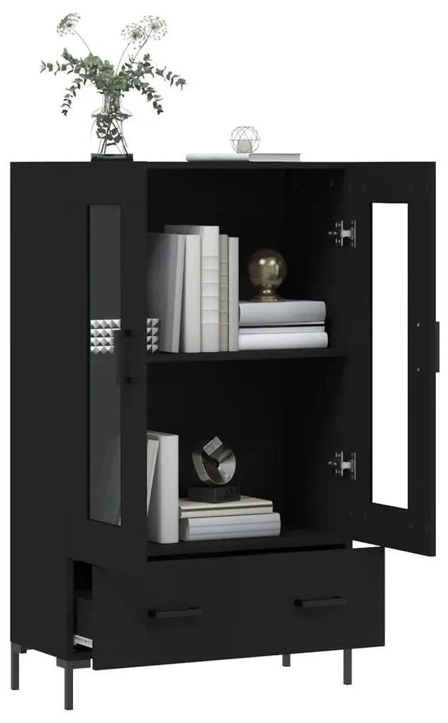 Credenza nera 69,5x31x115 cm in legno multistrato
