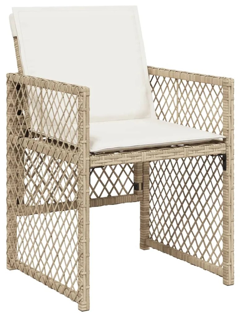 Set da pranzo da giardino 9 pz con cuscini beige in polyrattan