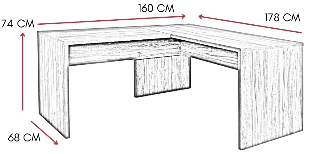 Scrivania Ufficio Angolare Pc Tavolo Porta Computer 2 Ripiani in Legno Rovere  cm 160/178x68x74