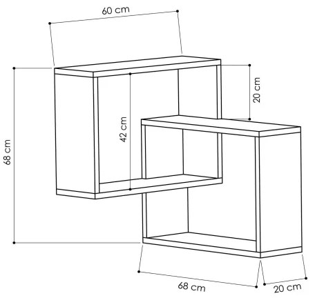 Mensola angolare RING 68x68 cm bianco/antracite