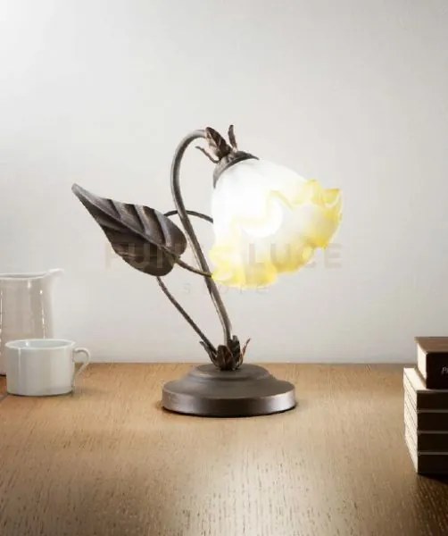 Lume tristano marrone 1 luce attacco e14 22x29cm in metallo e vetro