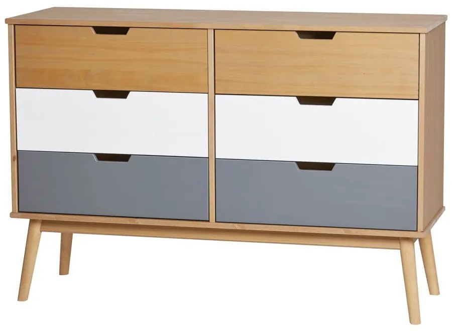 Cassettiera in legno di pino massiccio, larghezza 120 cm Cusco - Marckeric