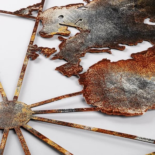 Decorazione da muro 120x60 cm world mappa metallo